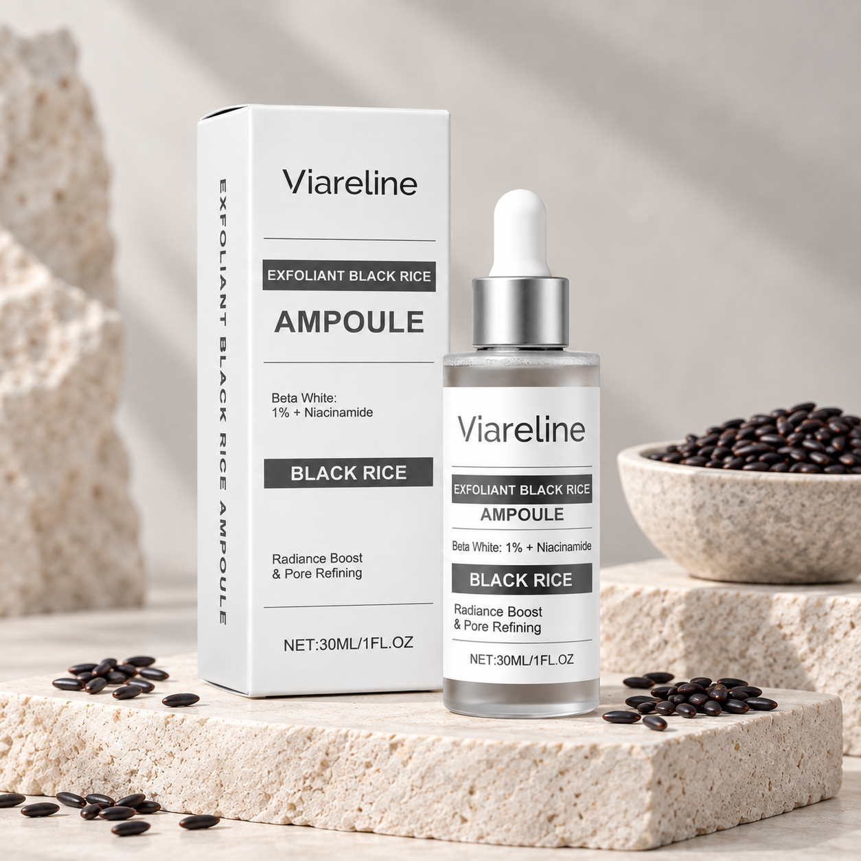 Viareline Black Rice Exfoliant Ampoule Essence 30 ml